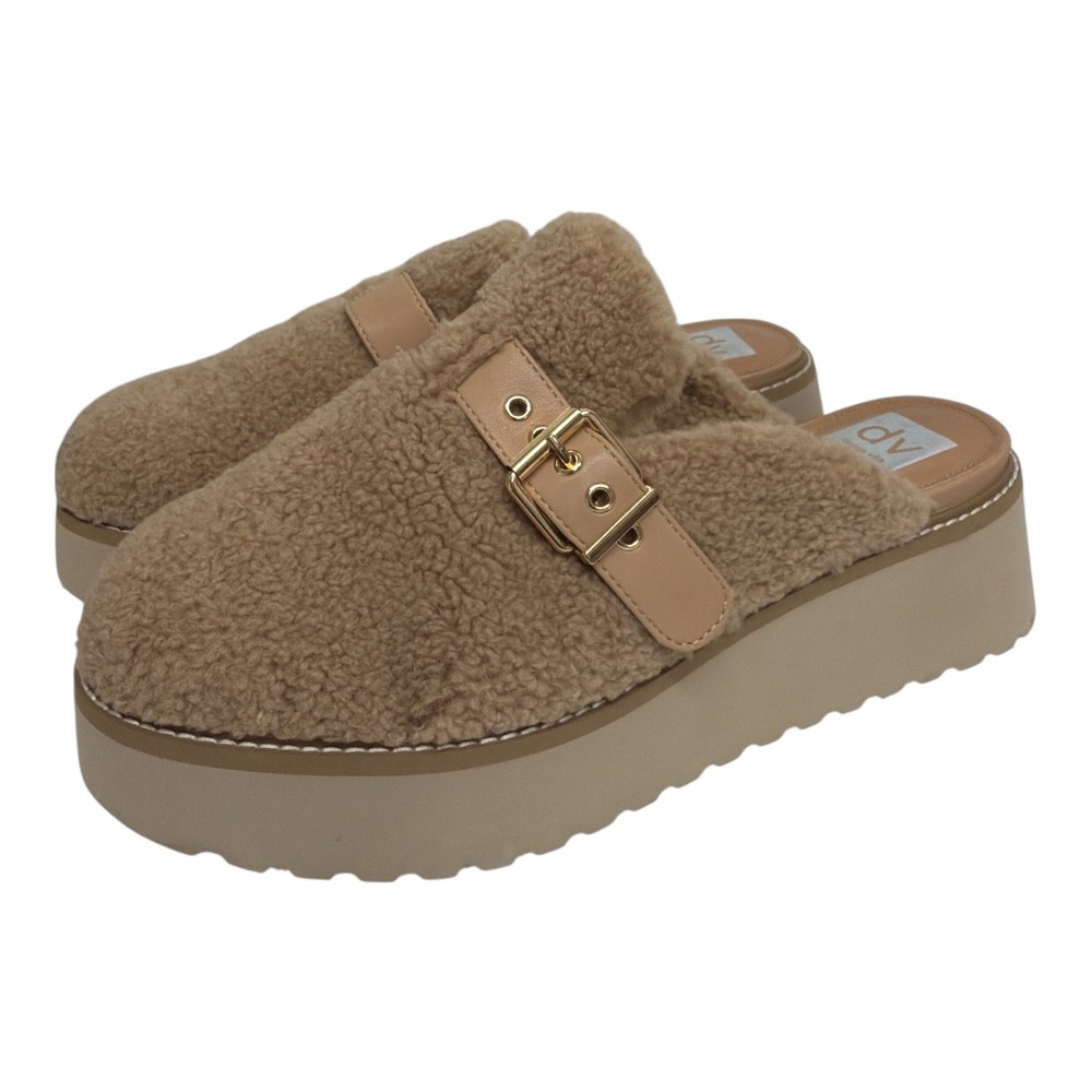 Dolce Vita DV Cozy Buckle Platform Clogs Tan Womens Size 11 NWT